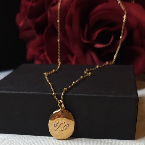 Kate Spade Golden Letter N Monogram Locket on Dainty Chain - Picture 11 of 13